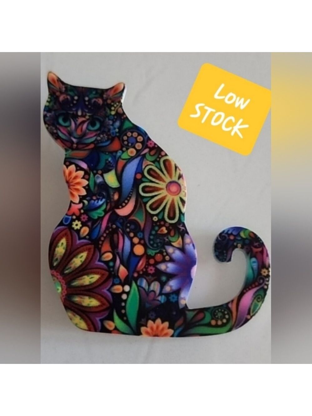BOHEMIAN Pattern Acrylic Cat Brooch BRG